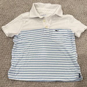 Vineyard Vines Kids Size 5 White Polo with Blue Stripes